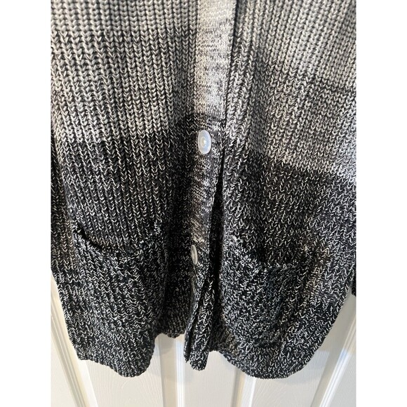Woman Within Shaker Cardigan Womens Plus L 18-20 Black Grey Ombré Button Up New - Picture 2 of 11